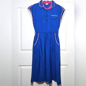 Vintage Altogether Fashions Womens Dress 11/12‎ Blue 80s Sporty Cap Sleeve